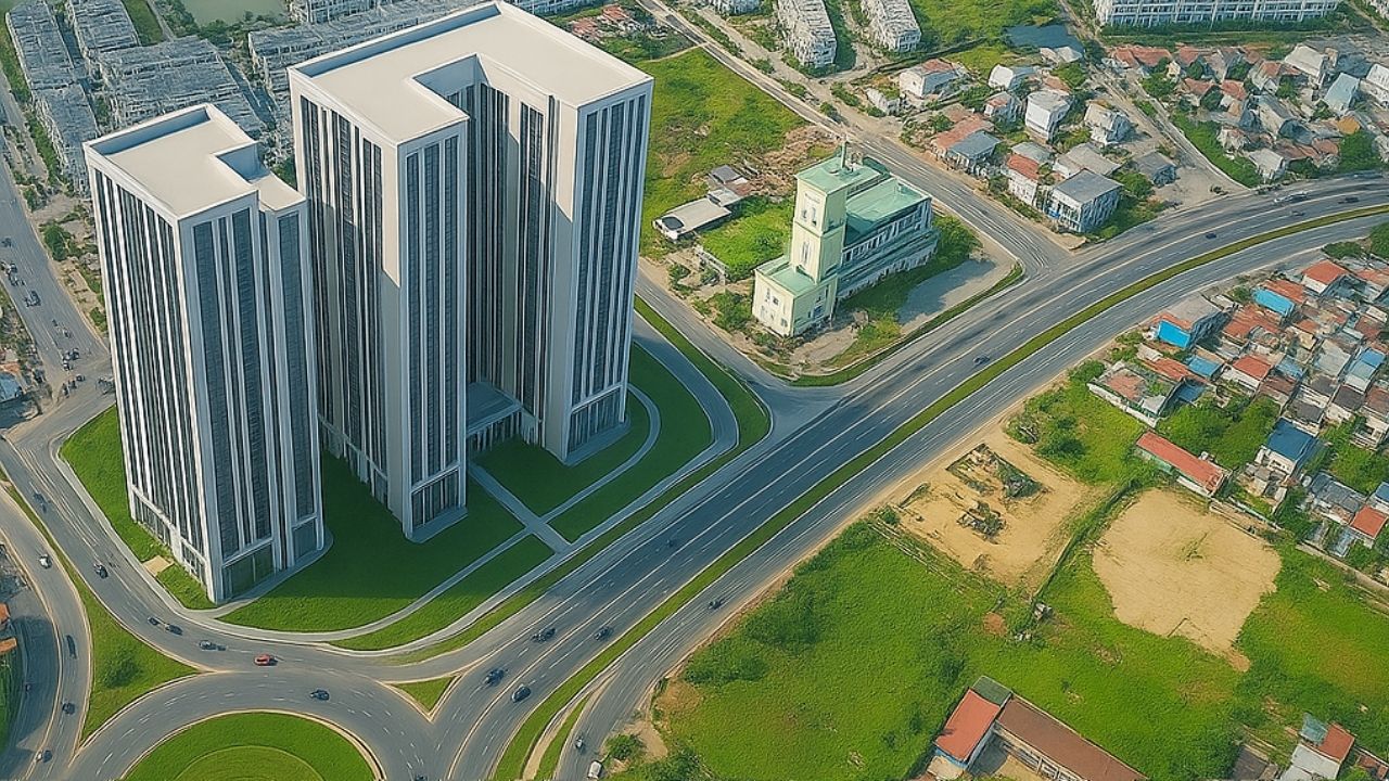 Chung cư Harbor Crown nằm ngay ngã 4 Võ Nguyên Giáp giao với Bùi Viện